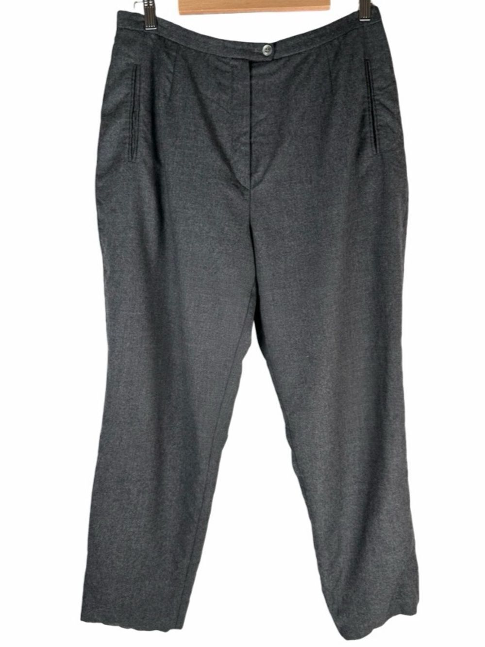 Vintage Bernard Zins Charcoal Gray Cashmere Wool Straight Leg Pants size Large